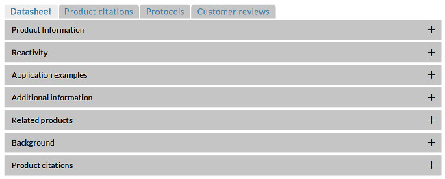 Agrisera Product Information tabs